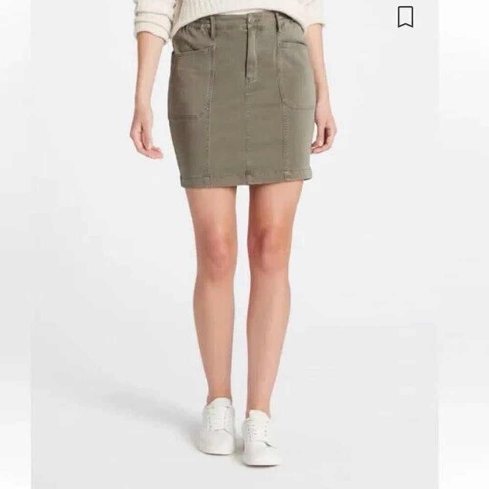 Liverpool Olive Green Denim Mini Skirt